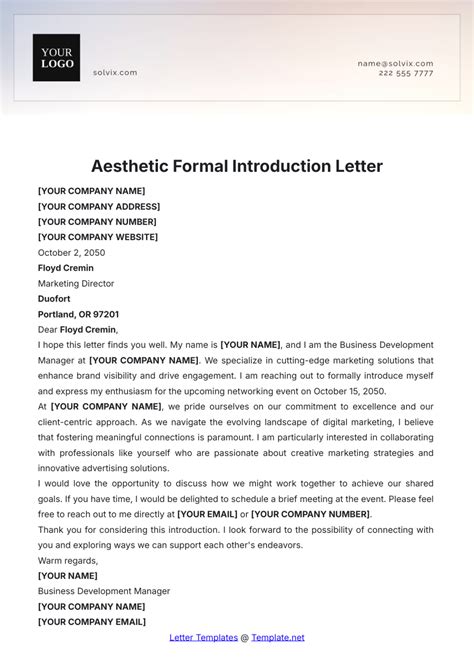 Free Formal Letter Templates Editable And Printable