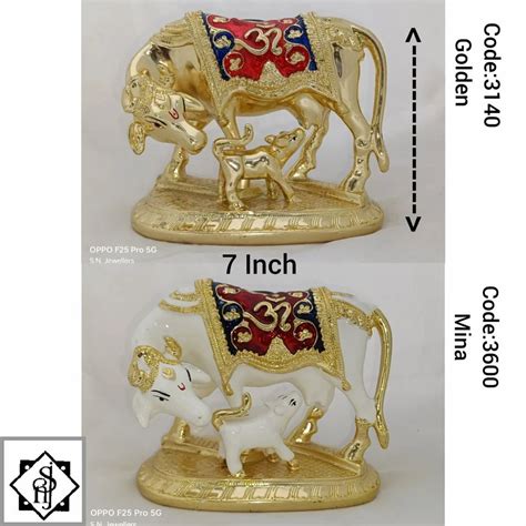 Kamdhenu Cow With Calf K Gold Plated At Kamadhenu Cow And