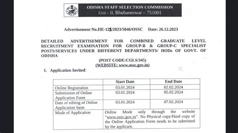 OSSC Combined Graduate Level Recruitment Vacancy Notification Released