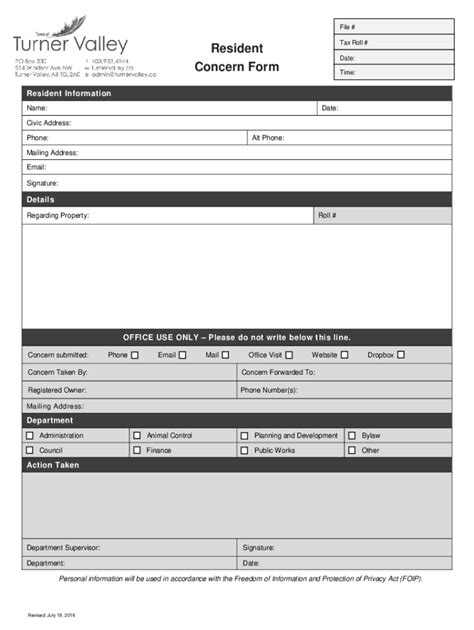 Fillable Online Resident Concern Form Fax Email Print Pdffiller