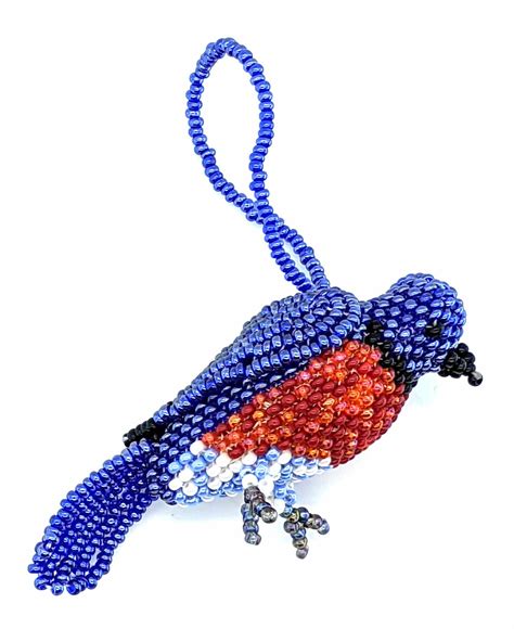 Blue Fronted Redstart Beaded Bird Ornament A Thread Of Hope