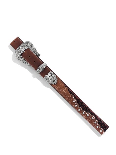 Tony Lama C50499 Womens Kaitlyn Crystal Western Leather Belt Brown J