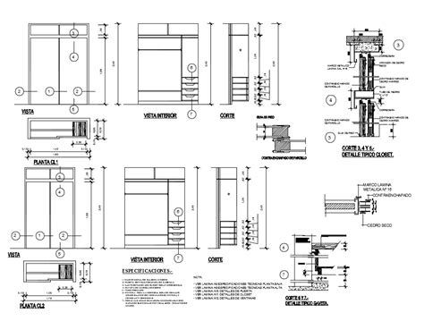 Interior Design CAD Drawings】@Wardrobe detail and section dwg files