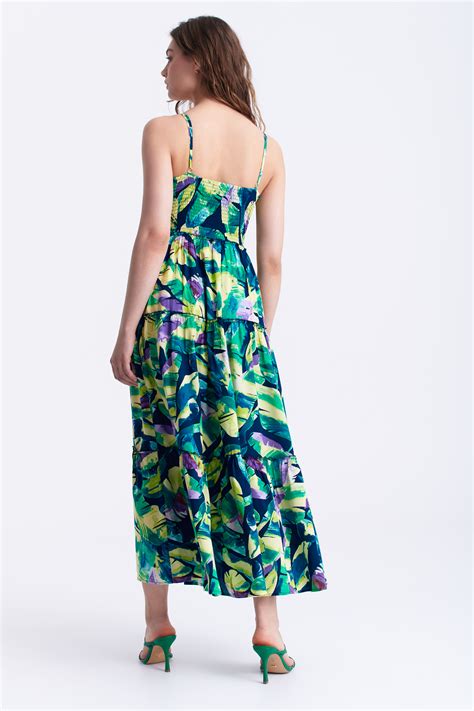 Sukienka Maxi W Tropikalny Print