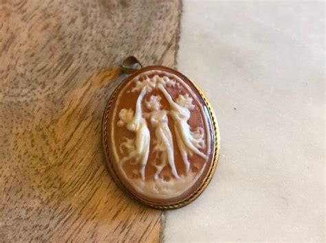 K Gold Cameo Converter Brooch Of The Graces Muses Etsy Brooch