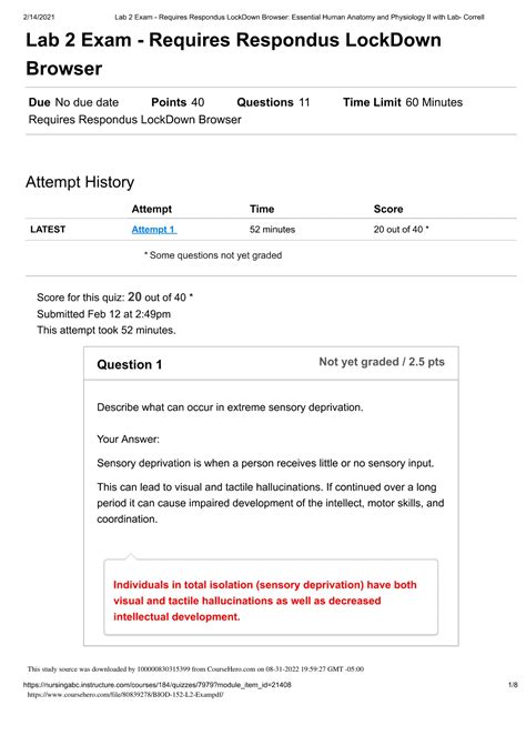 BIOD 152 Lab 2 Exam Question And Answers Portage Learning