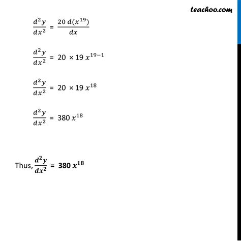 Ex Class Maths Find Second Order Derivative Of X