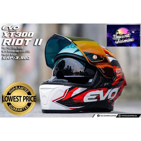 Evo XT 300 Riot II Dual Visor Helmet With Free Clear Lens Shopee