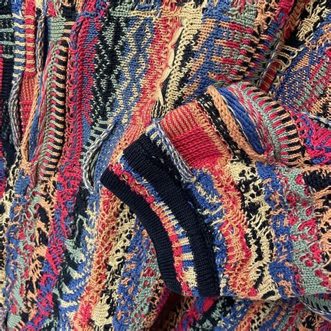 Vtg 90s Tundra Coogi Style Chunky 3d Knit Mercerized Cotton Colorful