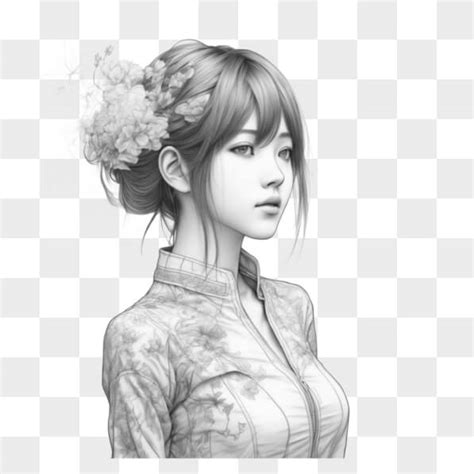 Descarga Dibujo Art Stico En Blanco Y Negro De Mujer Con Flores