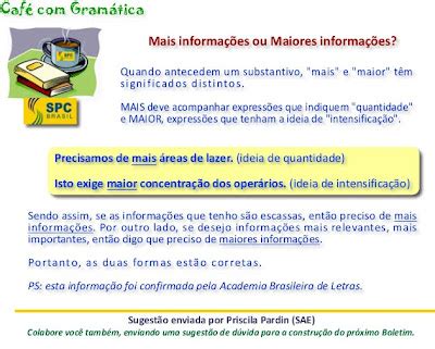 Café Gramática Mais informações e Maiores Informações