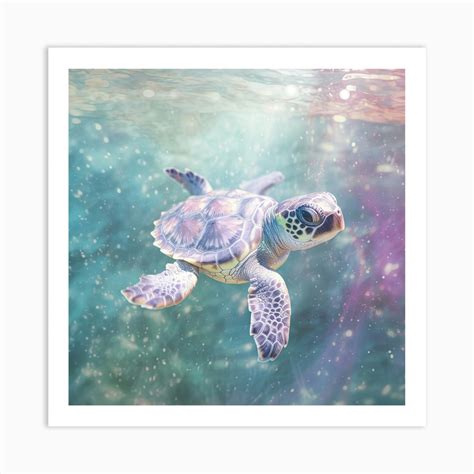 Baby Sea Turtle Underwater Art Print by Marine Masterpieces - Fy