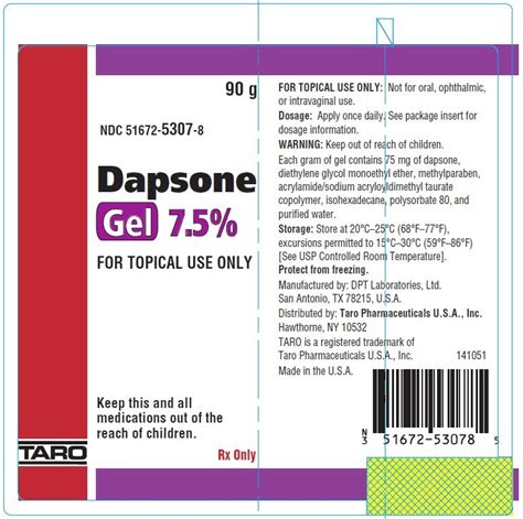 Dapsone Gel - FDA prescribing information, side effects and uses