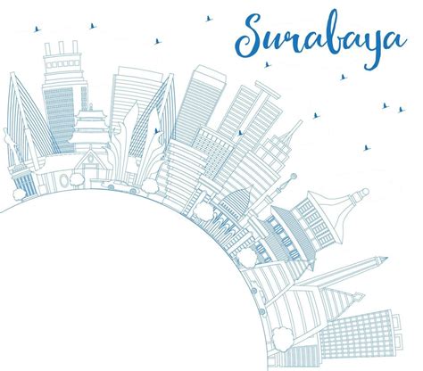 Outline Surabaya Skyline with Blue Buildings and Copy Space. 16085637 Vector Art at Vecteezy