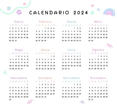 Calendario Para El 2024 Vector Premium