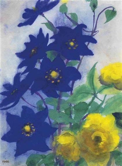 Artwork By Emil Nolde Blaue Und Gelbe Bl Ten Made Of Watercolour On