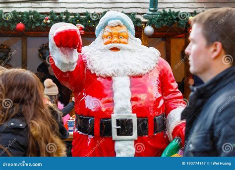 Statue Of Santa Claus At Christmas Funfair Winter Wonderland In London