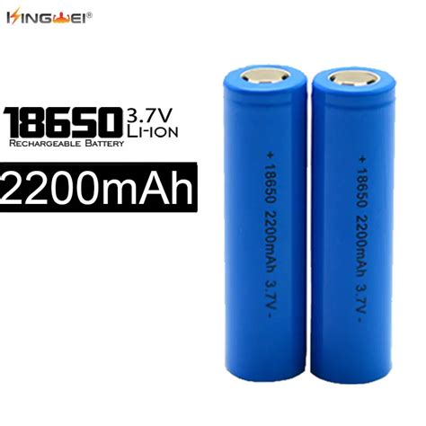 10Pcs Lot KingWei 18650 Flat Head Battery 2200mAh 3 7v Rechargeable TR