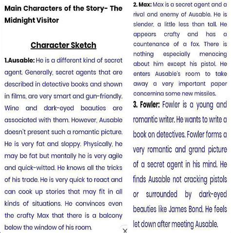 Character Sketch Related Ncert Solutions The Midnight Visitor