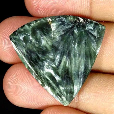 Cts Natural Seraphinite Pear Cabochon Loose Gemstone Ebay