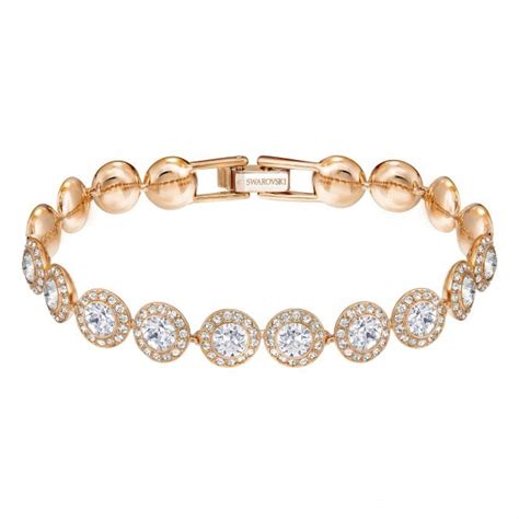 Swarovski Angelic Bracelet Round White Swarovski Crystals Rose Gold Tone Plated Jewelry From