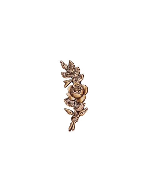 Fleur en bronze rose qui penche à droite pour plaque funéraire hauteur 12cm