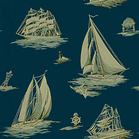 Down Easter Boats Mist Wallpaper Signature Islesboro Ralph Lauren