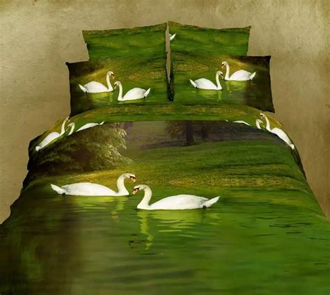 3d Swan Bedding Sets Queen Size Full Quilt Duvet Cover Bed In A Bag Sheet Bedspread 100 Cotton