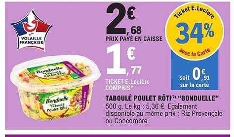 Promo Taboulé Poulet Rôti bonduelle chez E Leclerc iCatalogue fr