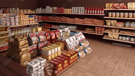 Side View Of 3d Grocery Items Powerpoint Background For Free Download