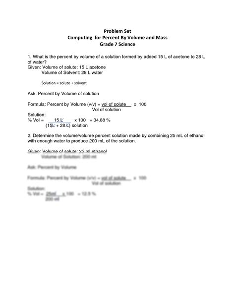 SOLUTION Percent By Volume And Mass Problem Set With Answers Studypool