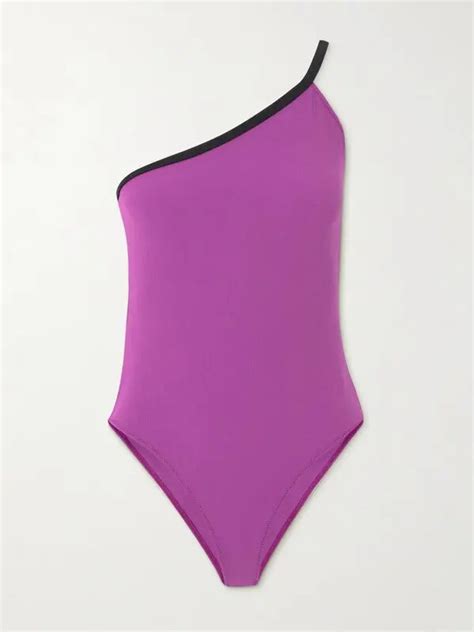 Lisa Marie Fernandez Net Sustain One Shoulder Swimsuit Purple