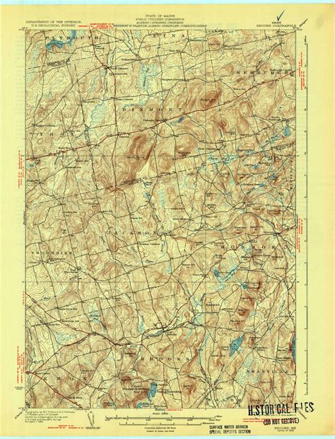 Brooks Maine 1932 1932 USGS Old Topo Map Reprint 15x15 ME Quad