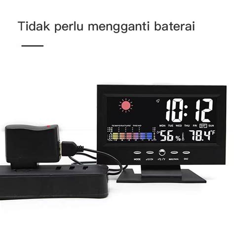 8082T Alarm Elektronik LED Kreatif Cuaca Layar Warna Ramalan Cuaca Jam