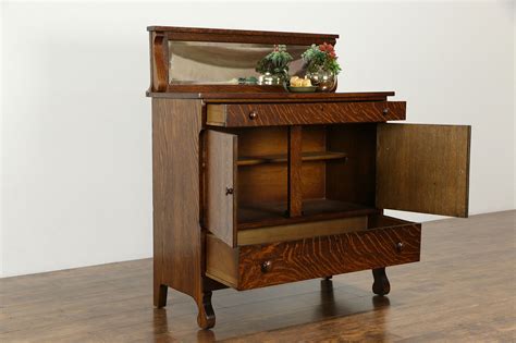 Sold Oak Quarter Sawn Antique Sideboard Server Or Buffet Beveled