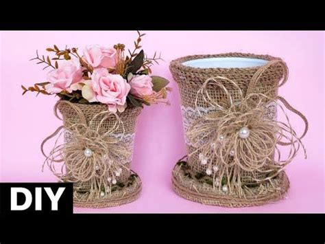 Como Fazer Vaso De Juta Flower Vase Valdirene Oliveira Youtube