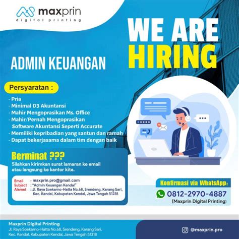 Lowongan Kerja Admin Keuangan Di Maxprin Digital Printing LokerSemar Id