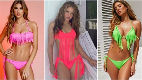 Shakira S Hot Pink Fringe Bikini See The Pic Shop The Neon Look