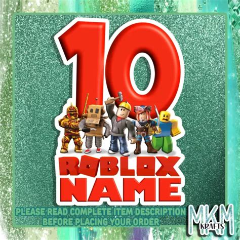 Roblox Cake Topper Inspired Personalised Birthday Name Age Party