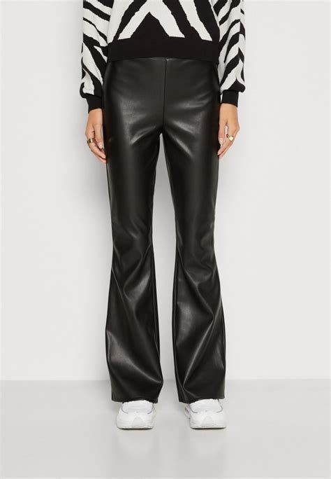 Noisy May Nmandy Pasa Pu Hw Flared Pants Broek Black Zwart Zalando Be