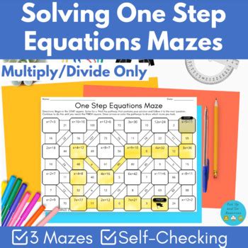 Solving One Step Equations Math Maze Activity Multiply And Divide