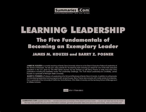 Pdf The Five Fundamentals Of Becoming An Exemplary Leaderlearning Leadership Page 1 Learning