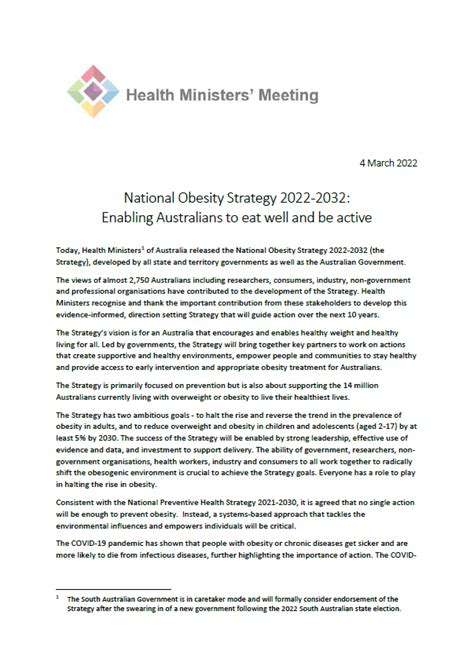 National Obesity Strategy 2022 2032 Joint Statement From All