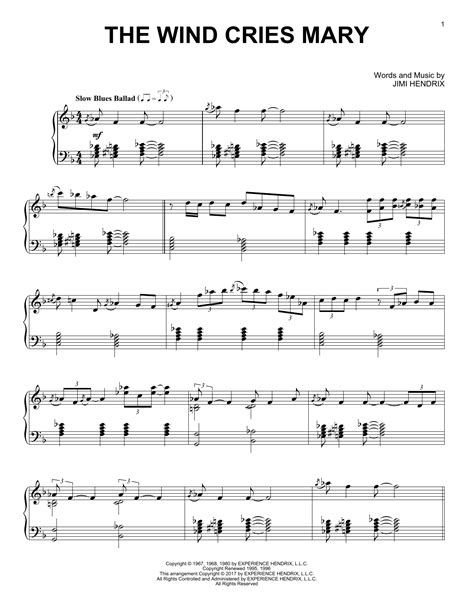 Jimi Hendrix The Wind Cries Mary Jazz Version Sheet Music Pdf Notes