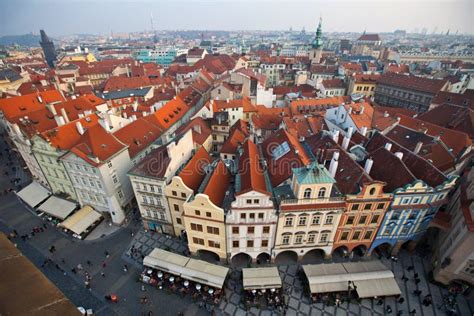 Widok Panoramiczny Z Anteną Na Praski Widok Na Miasto Praga Na Plac