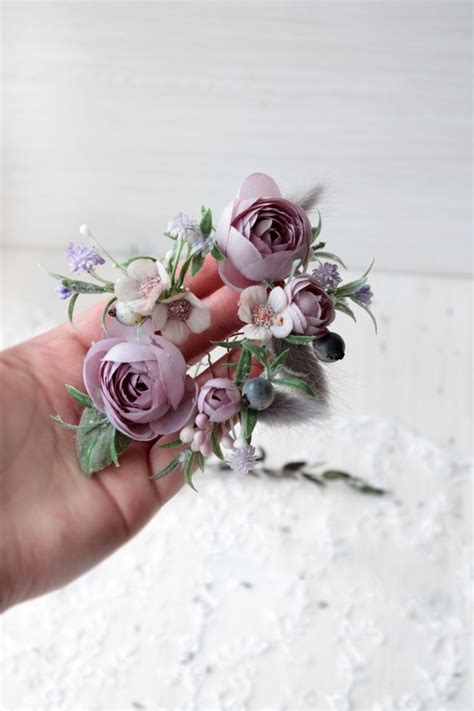 Lilac Hair Pins Flower Hair Pin Bridal Hairpiece Mauve Etsy