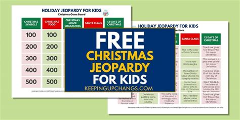 Christmas Jeopardy For Kids Game Free Template