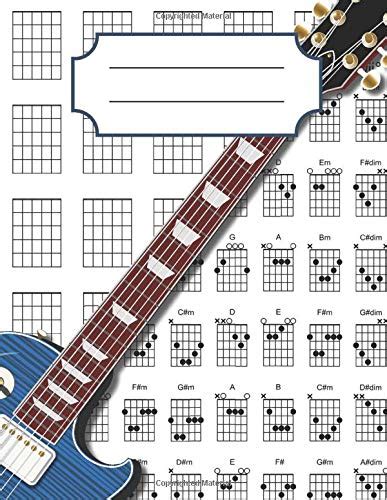 Buy Guitar Chord Diagrams 100 Blank Guitar Chord Writing Paper With