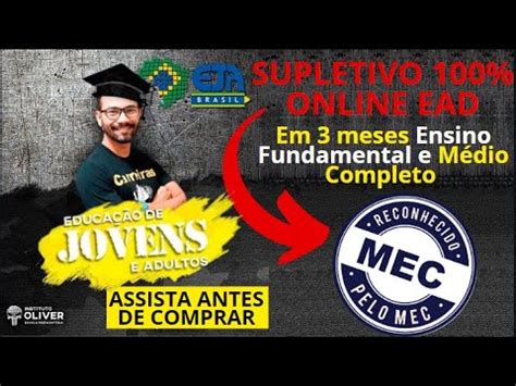 EJA Supletivo 100 EAD em 3 meses Ensino Fundamental e Médio Completo