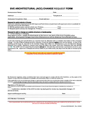 Fillable Online Fillable Online Sve Architectural Change Request Form